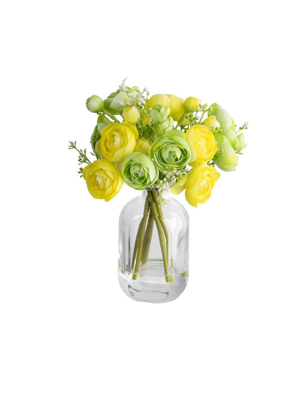 23CM SMALL RUNUNCULUS MIXED ARRAGNEMENT IN BUD VASE