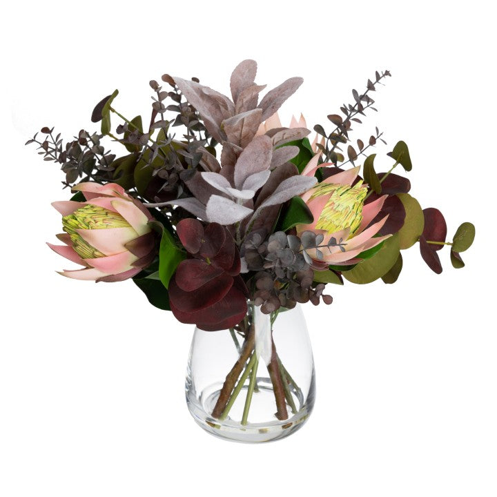 36CM PROTEA & EUCALYPTUS MIXED ARRANGEMENT
