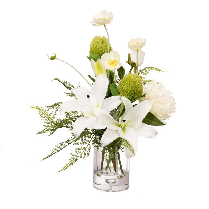 48CM LILIY MIXED ARRANGEMENT WHITE