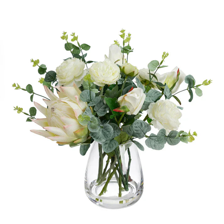 Protea & Rose Mixed Arrangement 40cm Artificial Flower Arrangement and Artificial Plants
