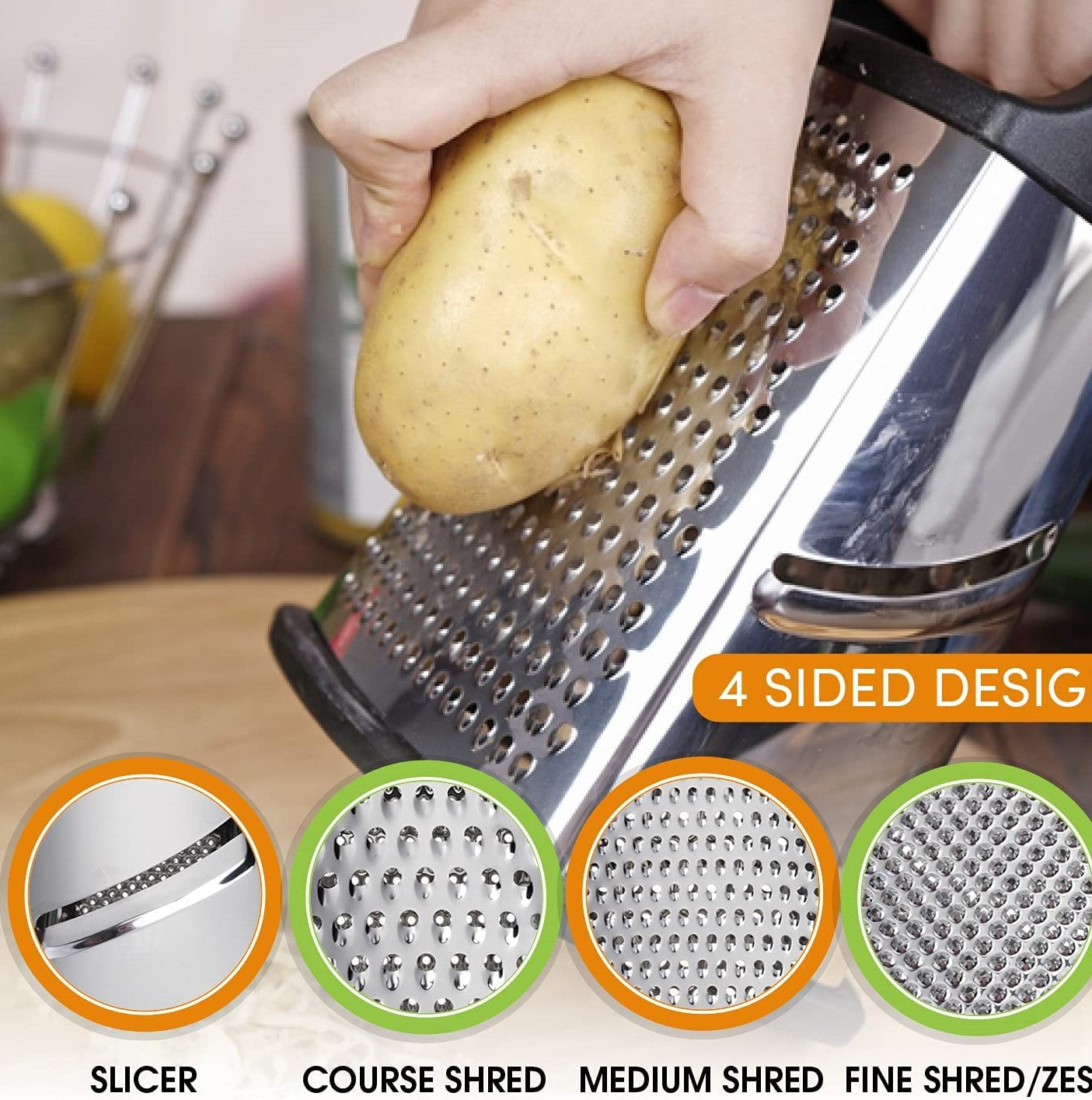 Avanti Box Grater 4 Sides Stainless Steel