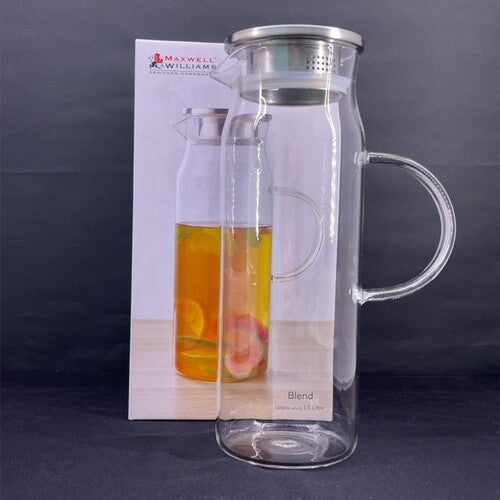 Maxwell and Williams Blend Glass Jug Stainless Steel Lid 1.5Litres