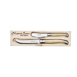Laguiole Jean Neron 2 Piece Light Horn Cheese/Pate Knife Set