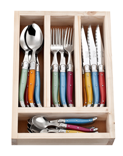 Laguiole Jean Neron 24 Piece Mix Colour Cutlery Set
