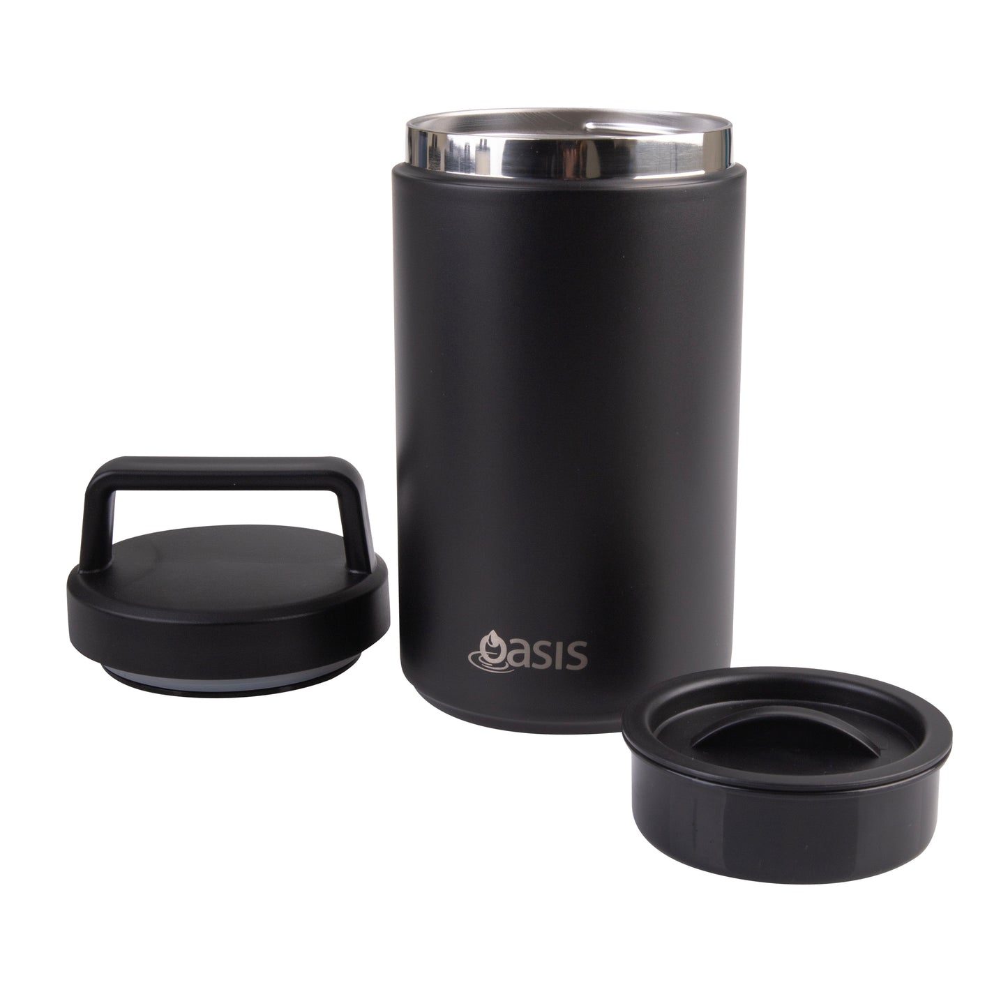 OASIS FOOD FLASK W/HANDLE BLACK 700ML S/S