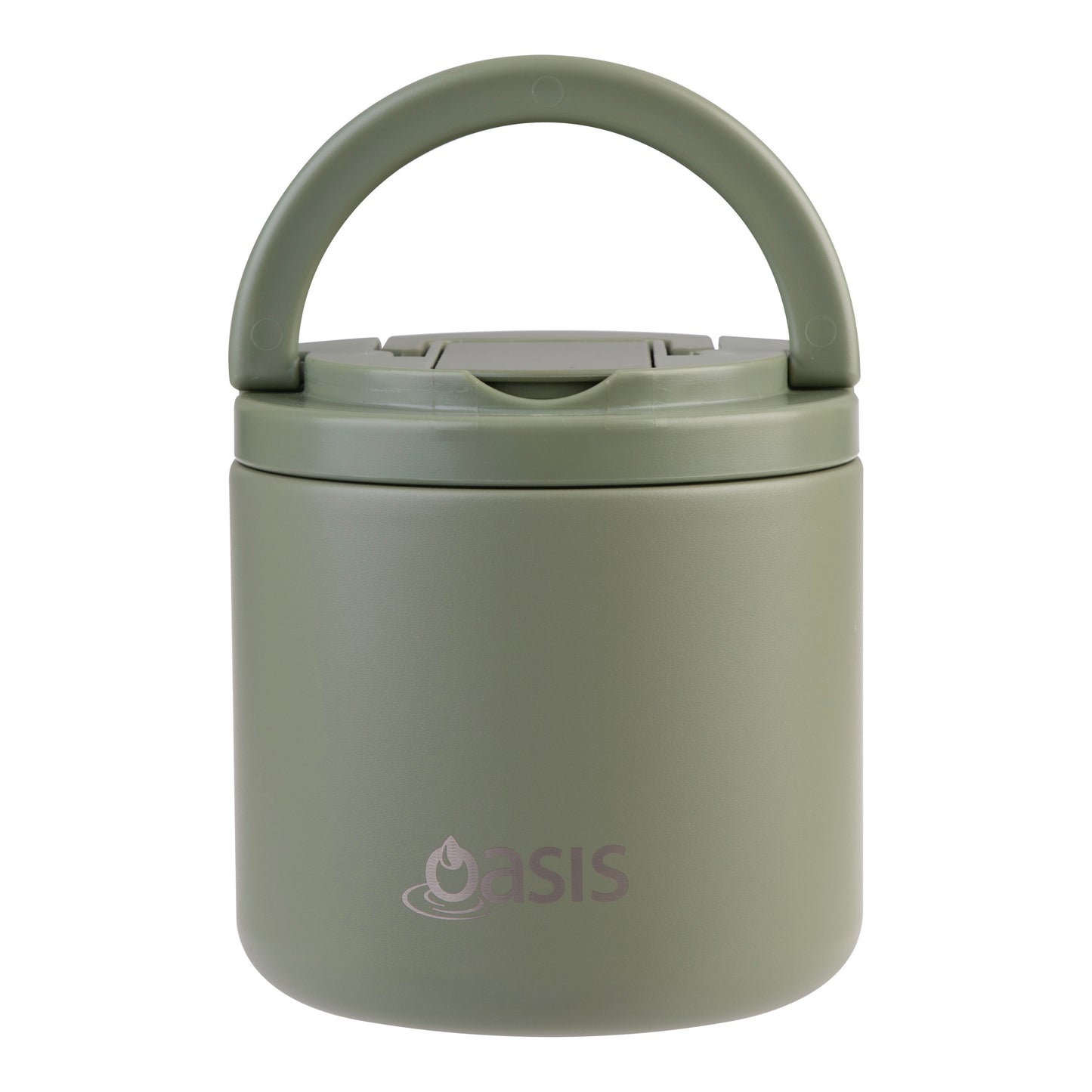 OASIS FOOD FLASK GREEN INC SPOON QUICK RELEASE 550ML S/S