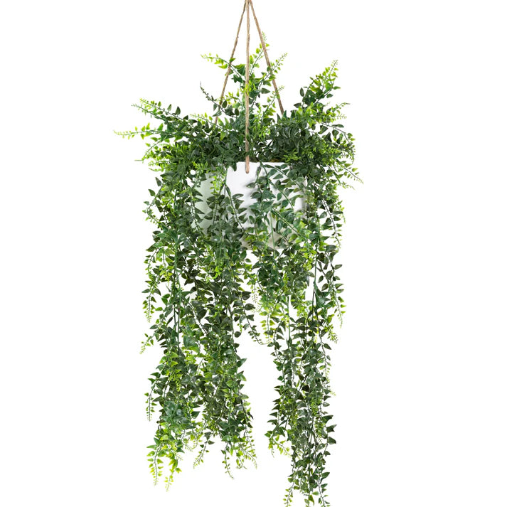 Glamorous Fusion Baker Fern in Hanging Pot - Artificial Flower Arrangements and Artificial Plants
