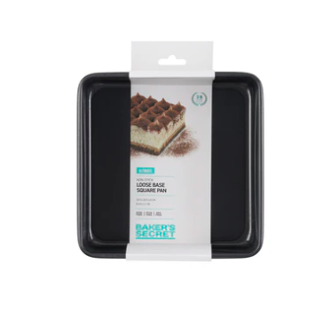 BAKERS SECRET ULTIMATE NON-STICK SQUARE CAKE PAN LOOSE BASE 20.5CM