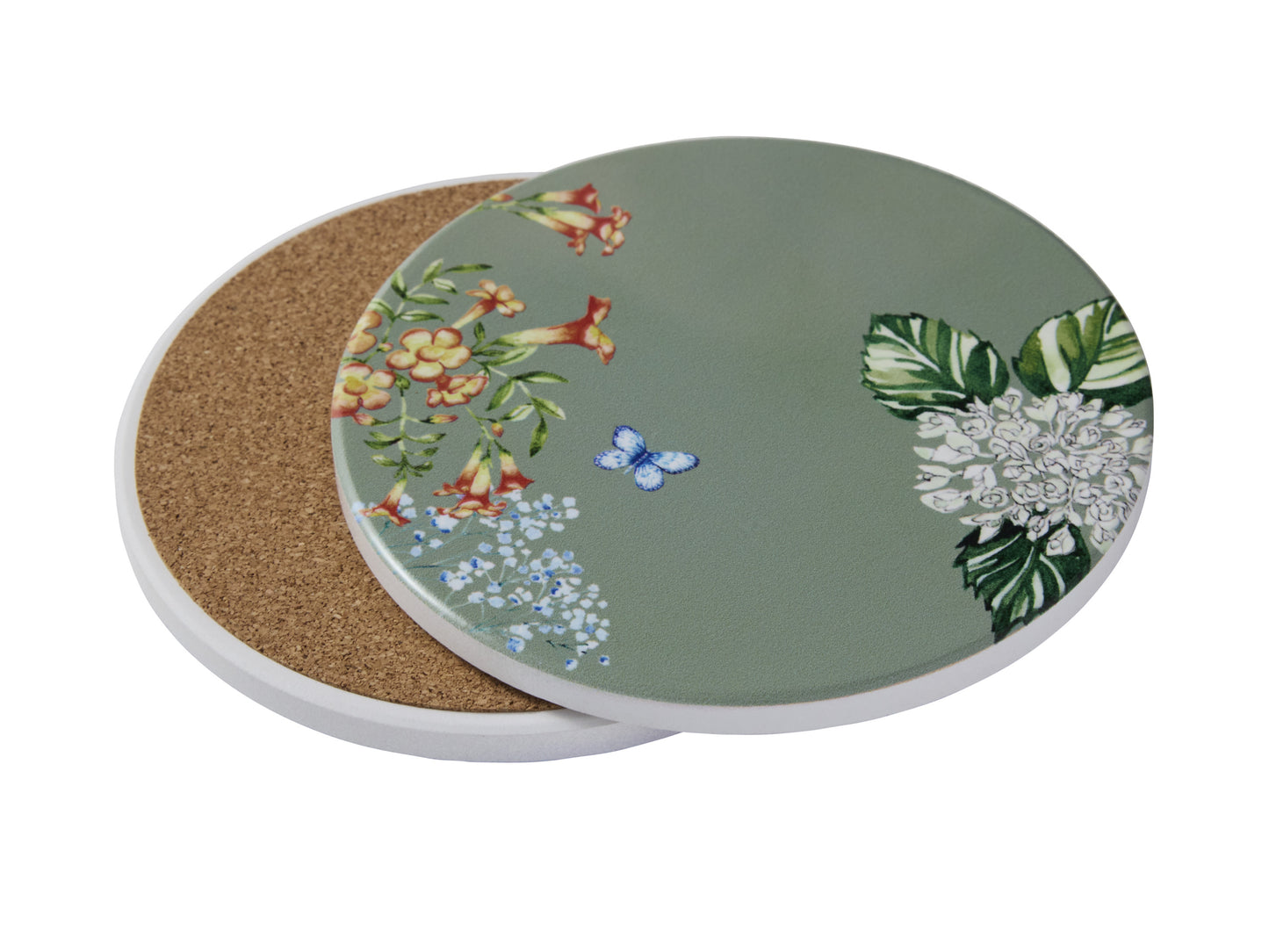 MW BOTANICA CERAMIC COASTER 10CM SAGE