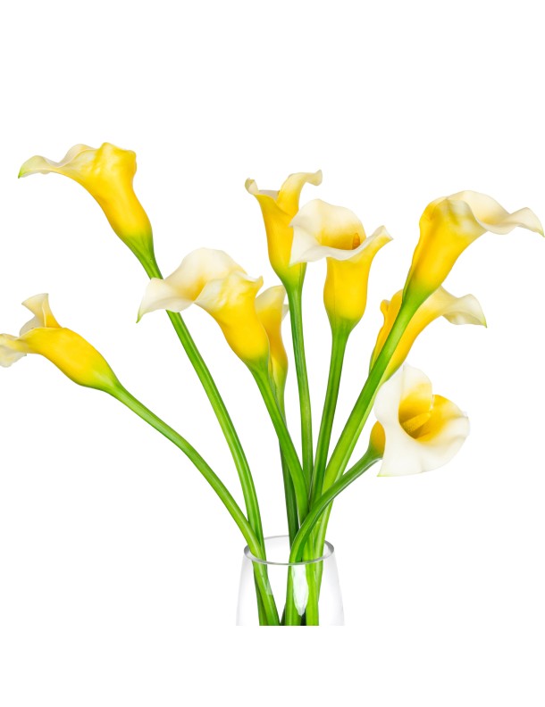 68CM CALLA LILY ARRNAGEMENT IN GLASS YELL