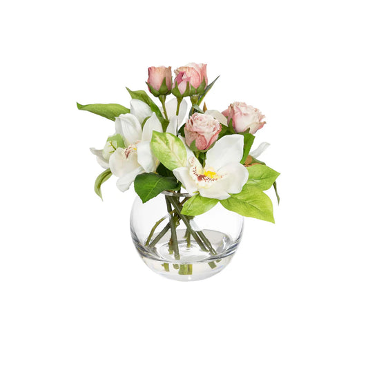 22CM CYMBIDIUM ORCHID IN BOTTLE VASE