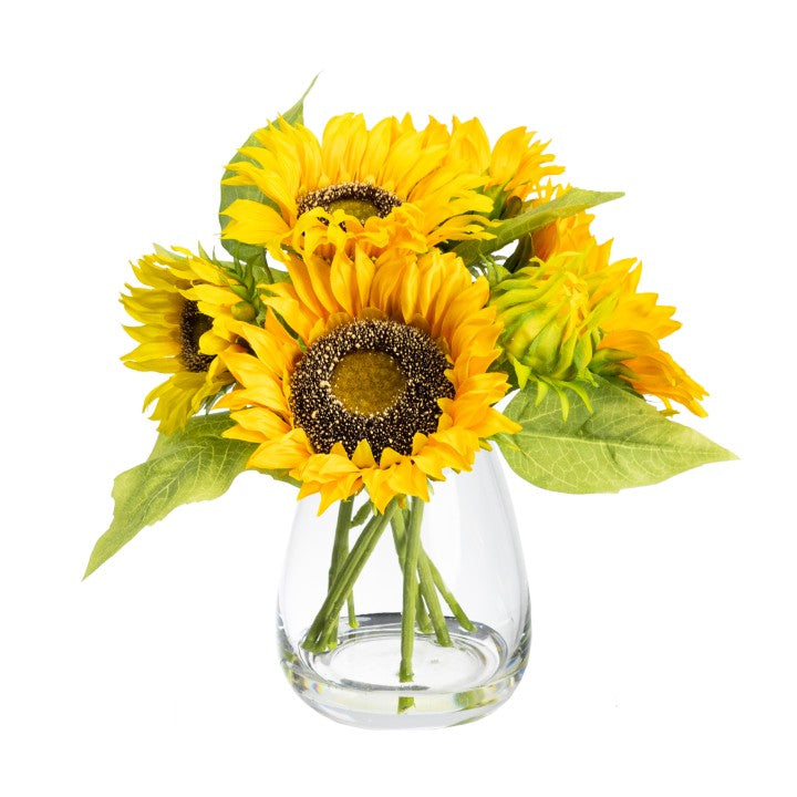 30CM SUNFLOWER ARRANGEMENT IN GLASS