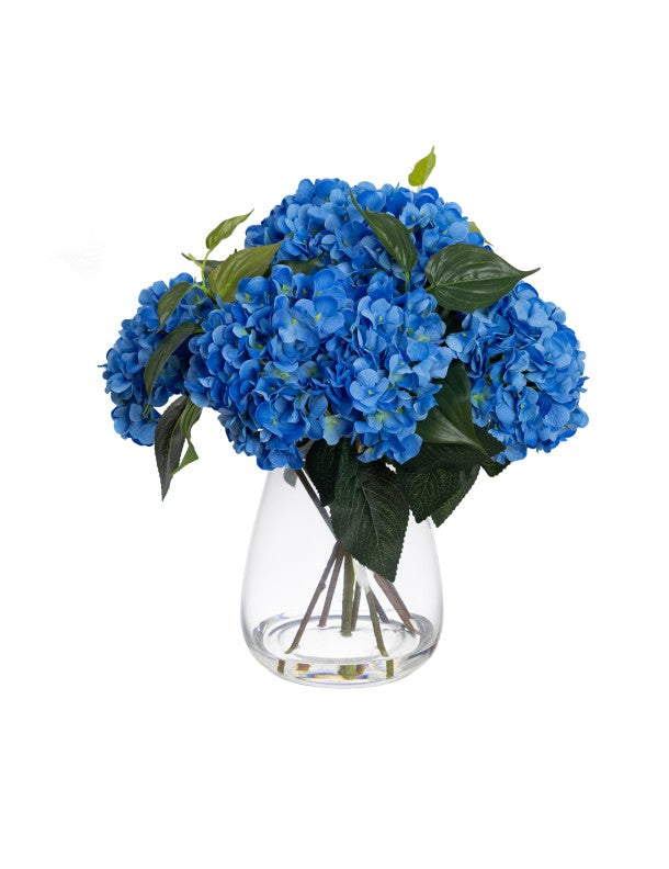 40CM HYDRANGEA IN LARGE VASE BLUE