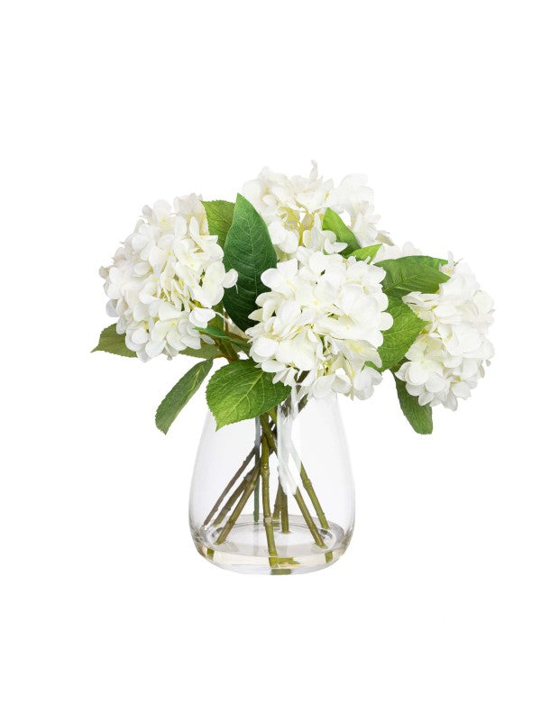 40CM HYDRANGEA IN LARGE VASE CREAM
