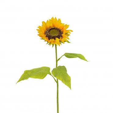 Flocked Sunflower w/Leaf