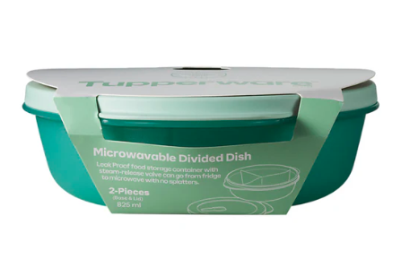 Microwave-safe green divided food storage container with lid