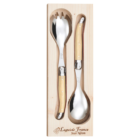 Laguiole Jean Neron Light Horn Salad Server Set