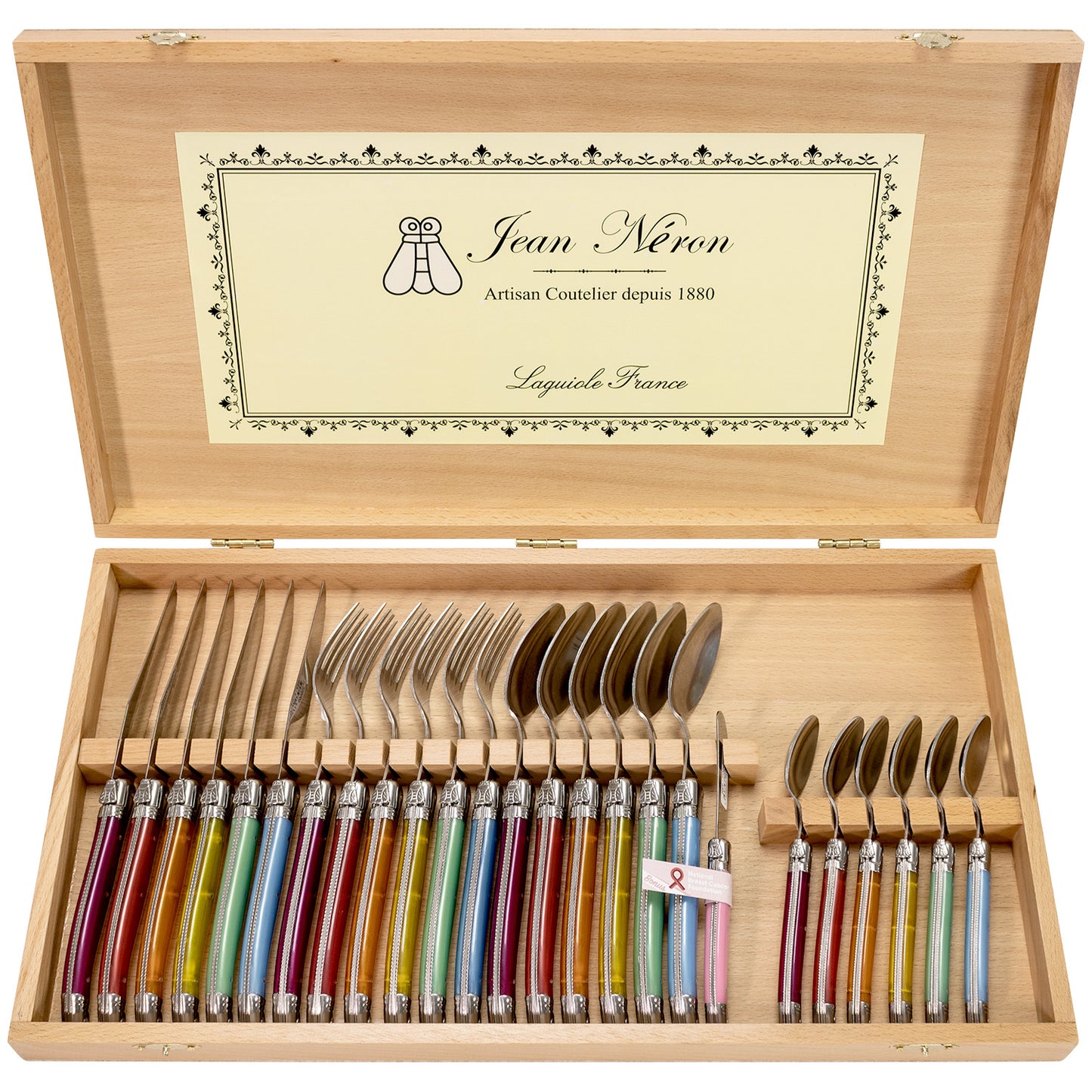 Laguiole Jean Neron 24 Piece Mix Colour Cutlery Set