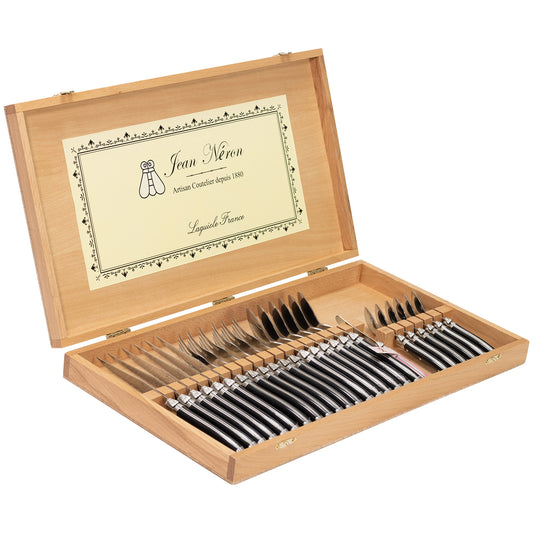 Laguiole Jean Neron 24 Piece Black Cutlery Set
