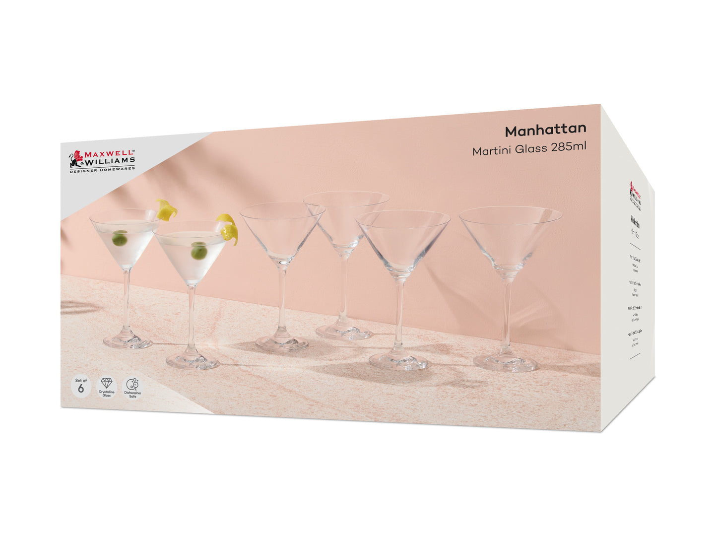 MW MANHATTAN MARTINI GLASSES 285ML SET6 GB