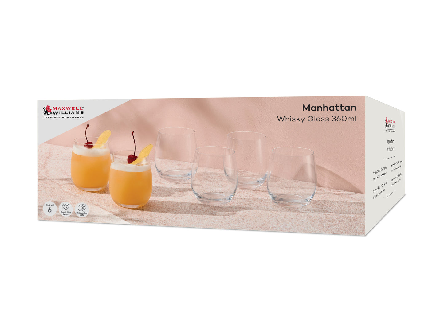 MW MANHATTAN WHISKY GLASSES 360ML SET6 GB