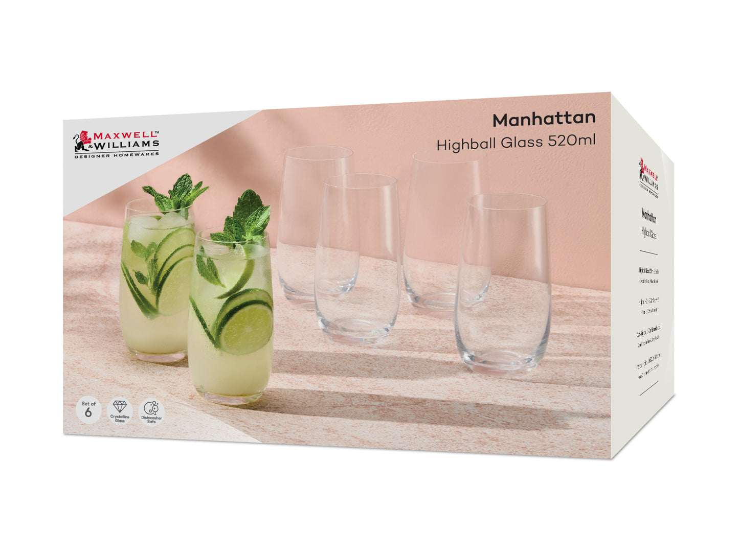 MW MANHATTAN HIGHBALL GLASSES 520ML SET6 GB