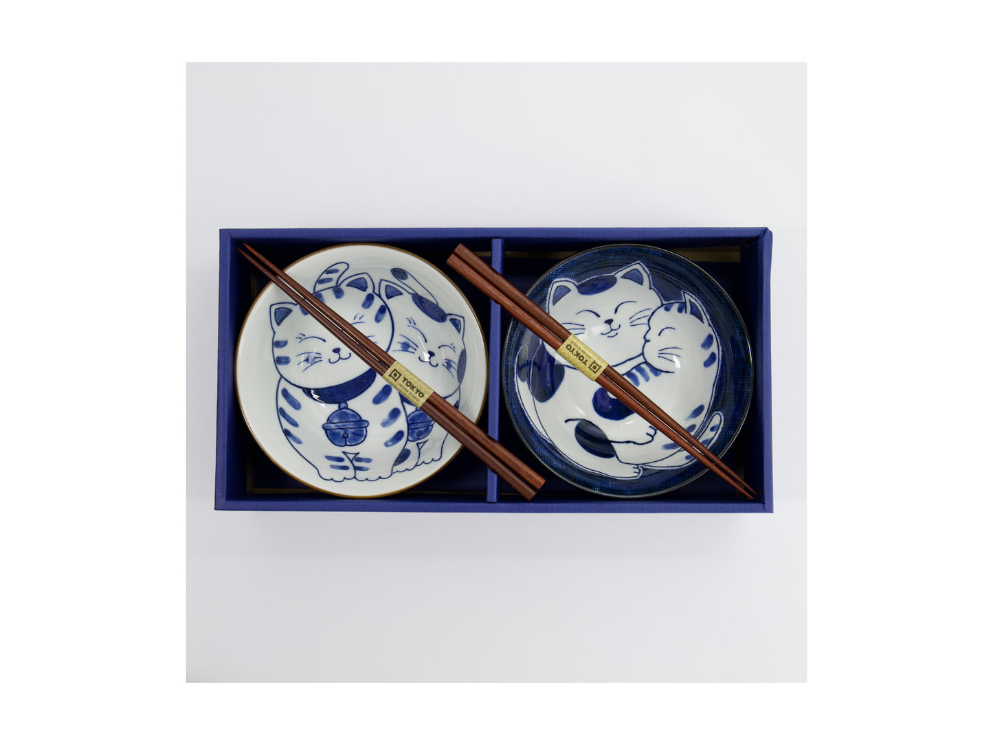 TOKYO KAWAII CAT TWIN BOWL 2PC + CHOPSTICKS GB