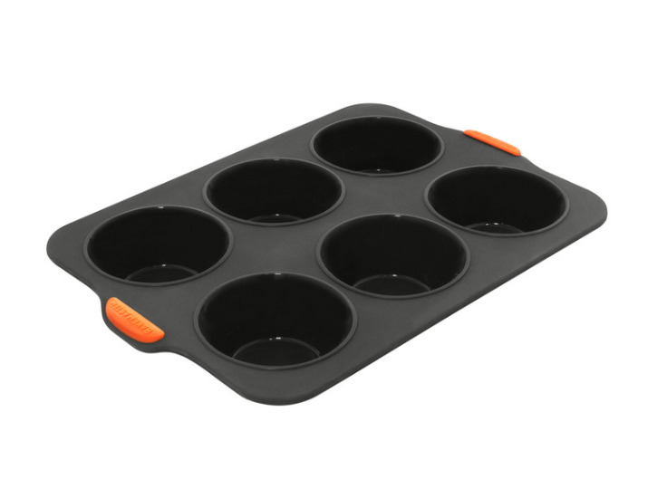 Bakemaster silicone large muffin pan 6 cup non stick baking tray