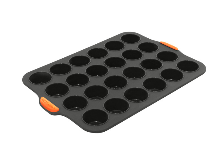 Bakemaster Silicone Mini Muffin Pan 24 Cup – Non-Stick Mini Cupcake Tray for baking