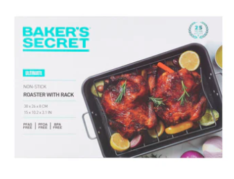 Gift boxed non-stick roasting pan with rack by Baker’s Secret