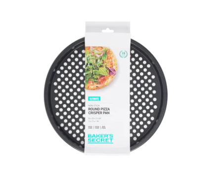 Round pizza crisper pan for crispy homemade pizza baking