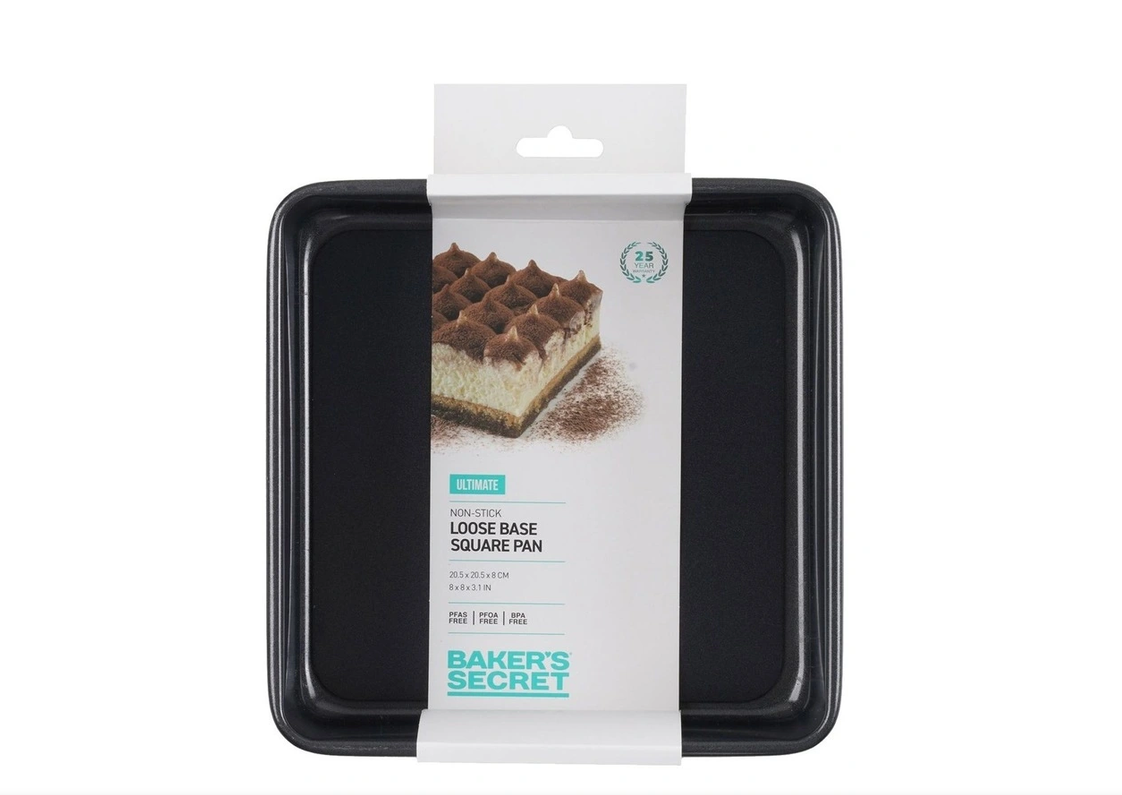 Bakers Secret Ultimate Non-Stick Square Cake Pan 20.5cm with Loose Base