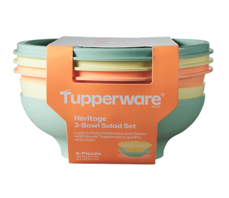 BPA-free Tupperware Heritage bowl set with reusable airtight lids