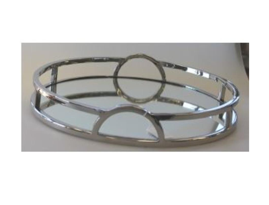 Mirrored Tray with Chrome Finish 38cm