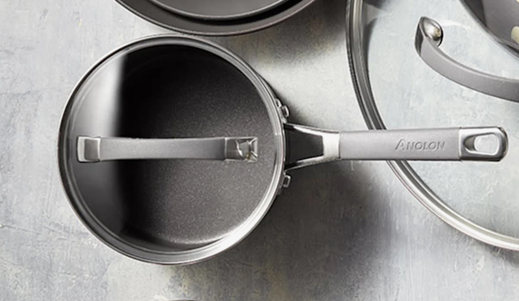 Anolon Endurance Plus 1.9L saucepan with tempered glass lid and SureGrip handle
