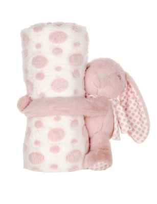 Cuddle Bunny Baby Blanket Set pink soft plush comforter toy for newborns