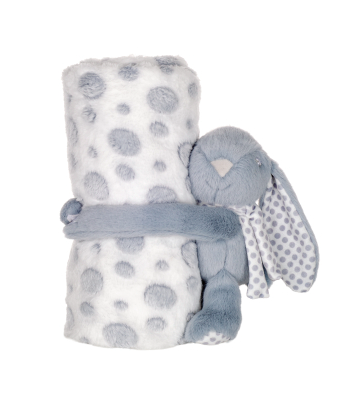Plush cuddle bunny blanket set for infants and toddlers