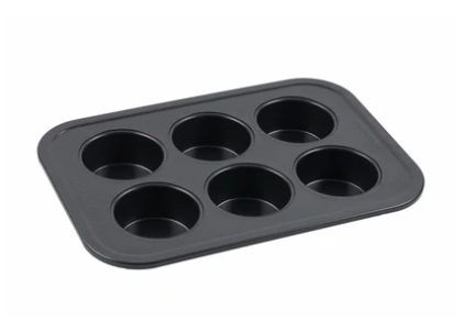 6 cup muffin baking pan durable non-stick metal tray for oven use