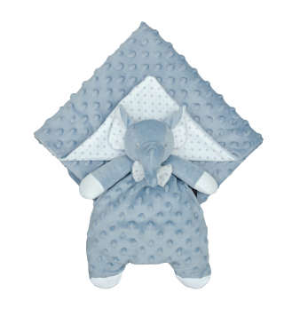 Elephant-Themed Baby Blanket & Snuggie Set in Blue Gift Box