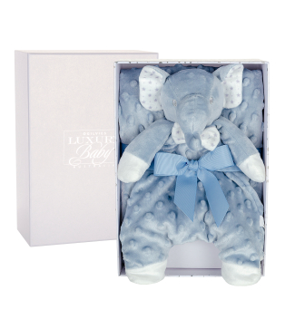 Soft Elephant Baby Blanket & Snuggie Set for Newborns in Blue