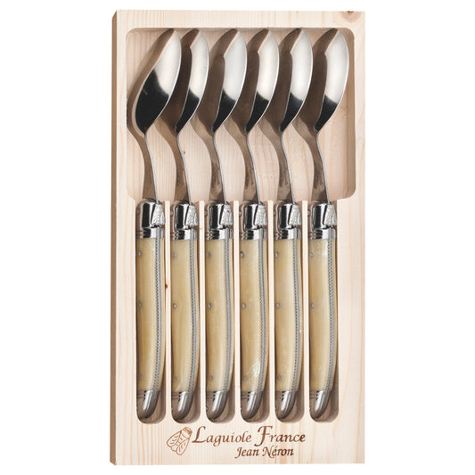 Laguiole 6-Piece Light Horn Handle Spoon Set premium stainless steel dining spoons