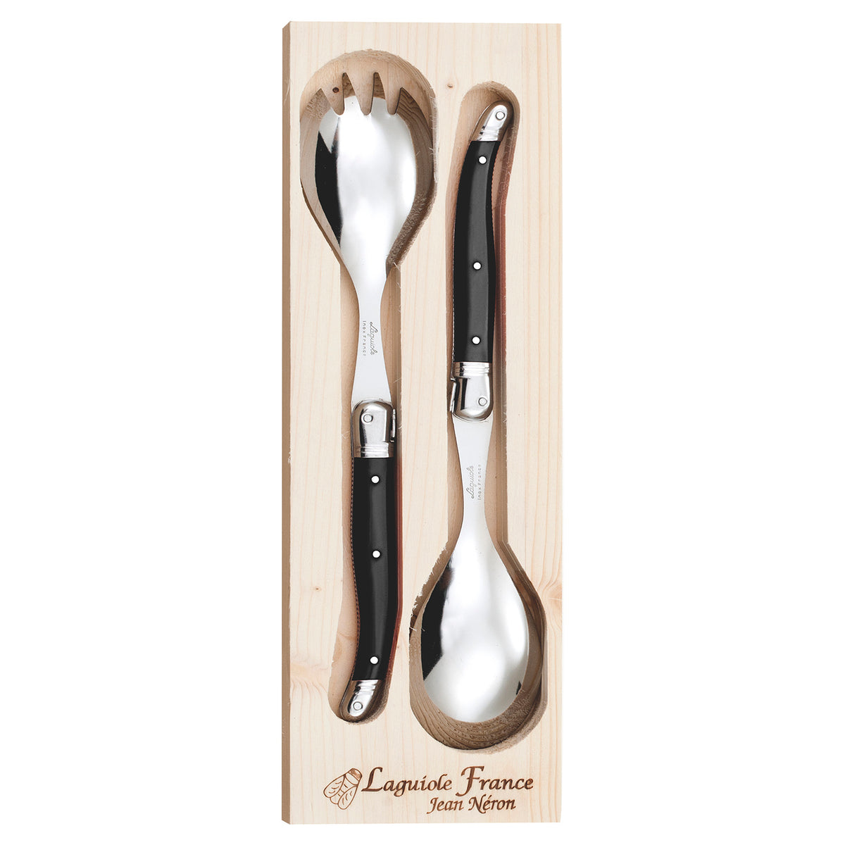 Laguiole Jean Neron black salad server set