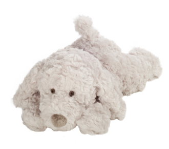 Plush puppy lying soft toy in cream color