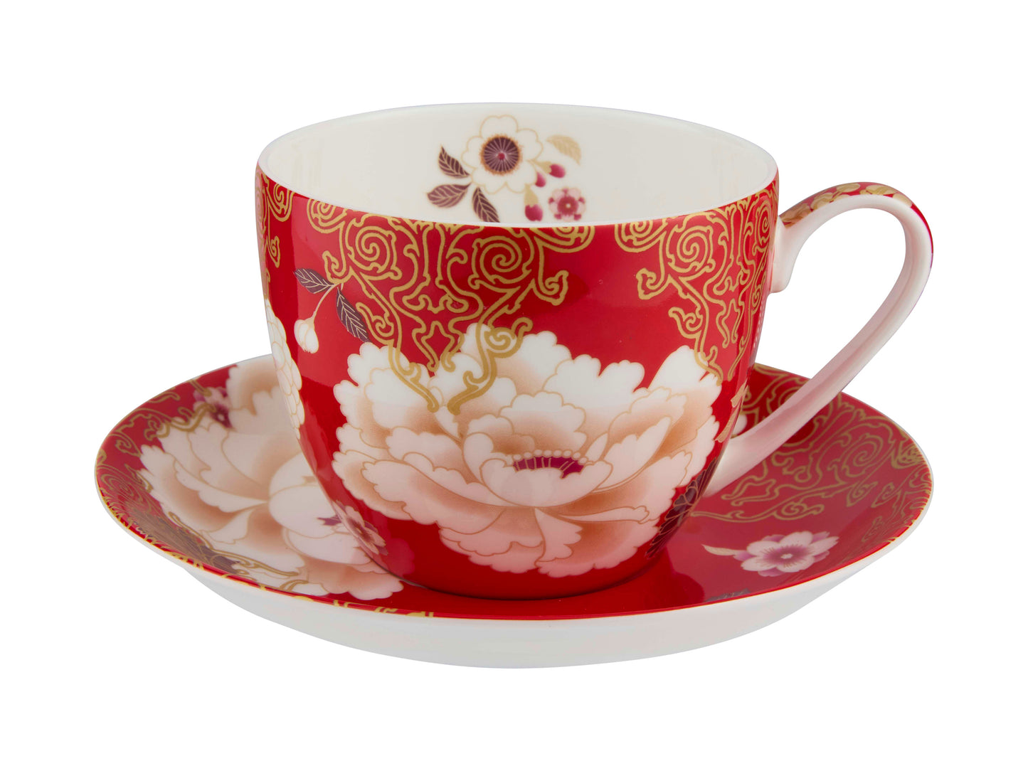 Maxwell & Williams Kimono Breakfast Cup & Saucer Red Fine Bone China Tea Cup Set