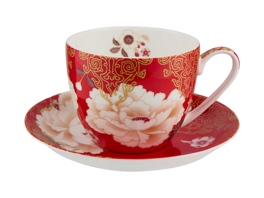 Maxwell & Williams Kimono Breakfast Cup & Saucer Red Fine Bone China Tea Cup Set