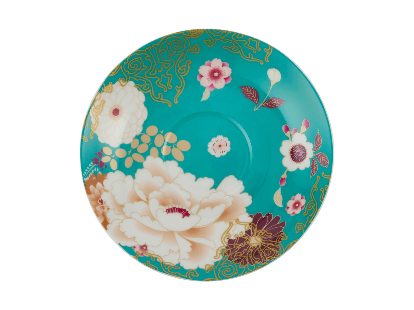 Maxwell & Williams Kimono Tea Cup and Saucer Teal Floral Design