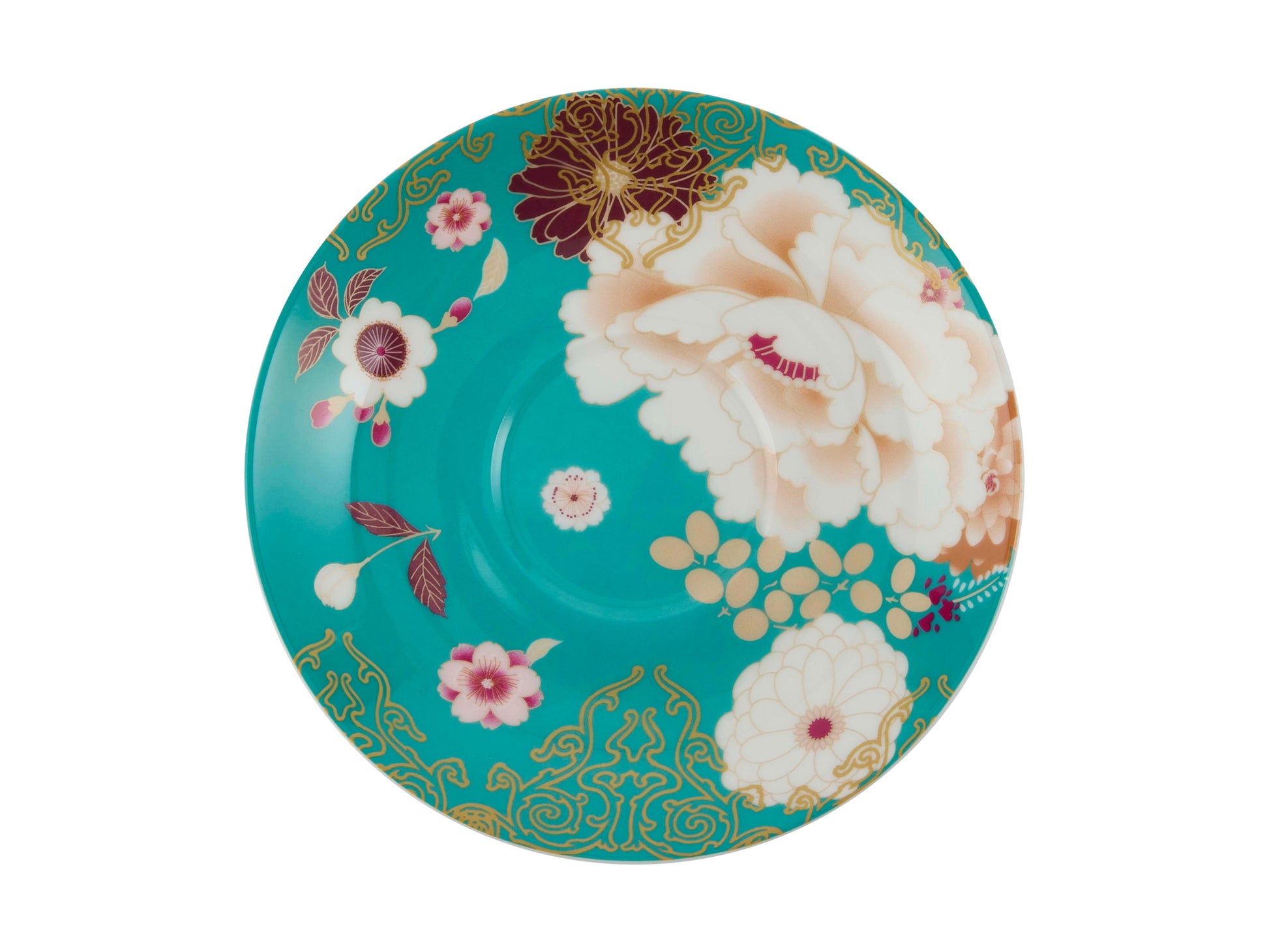 Maxwell & Williams Kimono Teal Tea Cup & Saucer set in elegant teal floral design