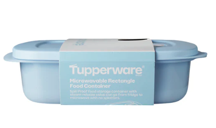 Tupperware 1 Litre blue rectangular kitchen container with secure lid for food storage