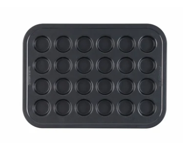 Non-stick 24 cup mini muffin pan by Baker’s Secret for easy baking and cleanup