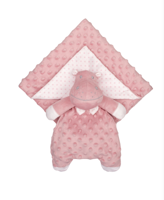 Soft plush hippo baby comforter pink cuddly toy for infants